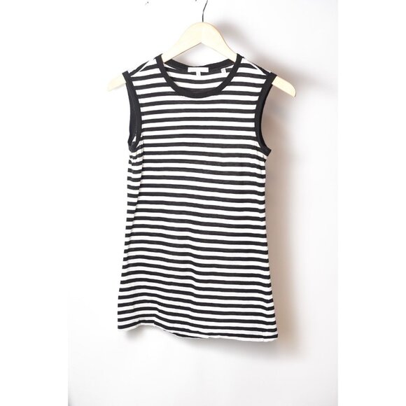 Vince Tops - VINCE Tank Top Womens Size Small Black White Striped Pullover Sleeveless